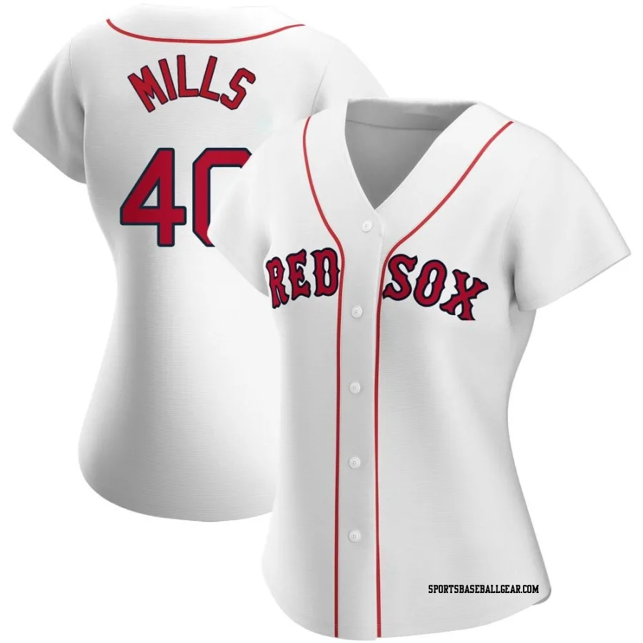 Wyatt Mills Women's Boston Red Sox White Authentic Home Jersey