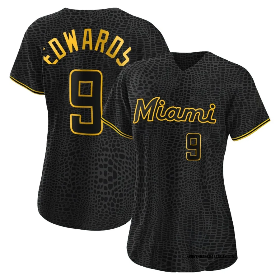 Xavier Edwards Women's Miami Marlins Black Authentic Snake Skin City Jersey