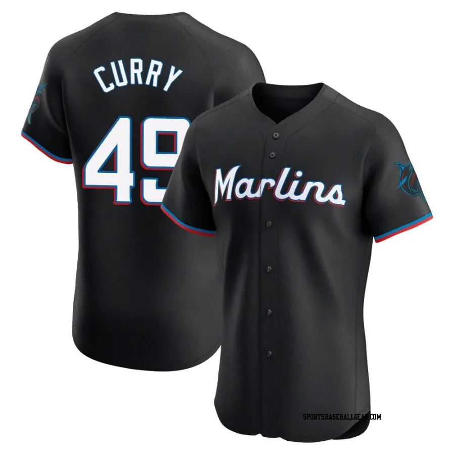 Xzavion Curry Men's Miami Marlins Black Elite Alternate Vapor Premier Jersey