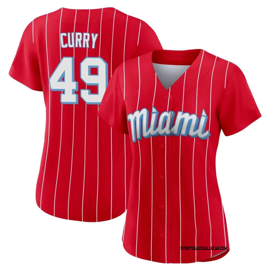 Xzavion Curry Women's Miami Marlins Red Authentic 2021 City Connect Jersey