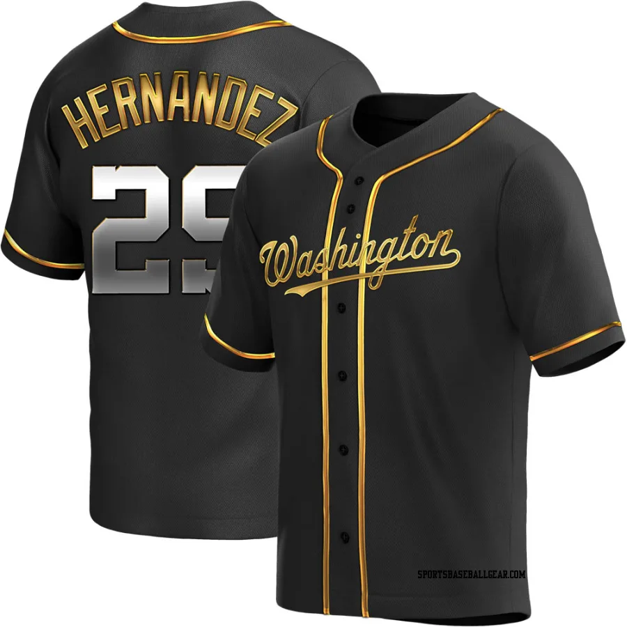 Yadiel Hernandez Men's Washington Nationals Black Golden Replica Alternate Jersey