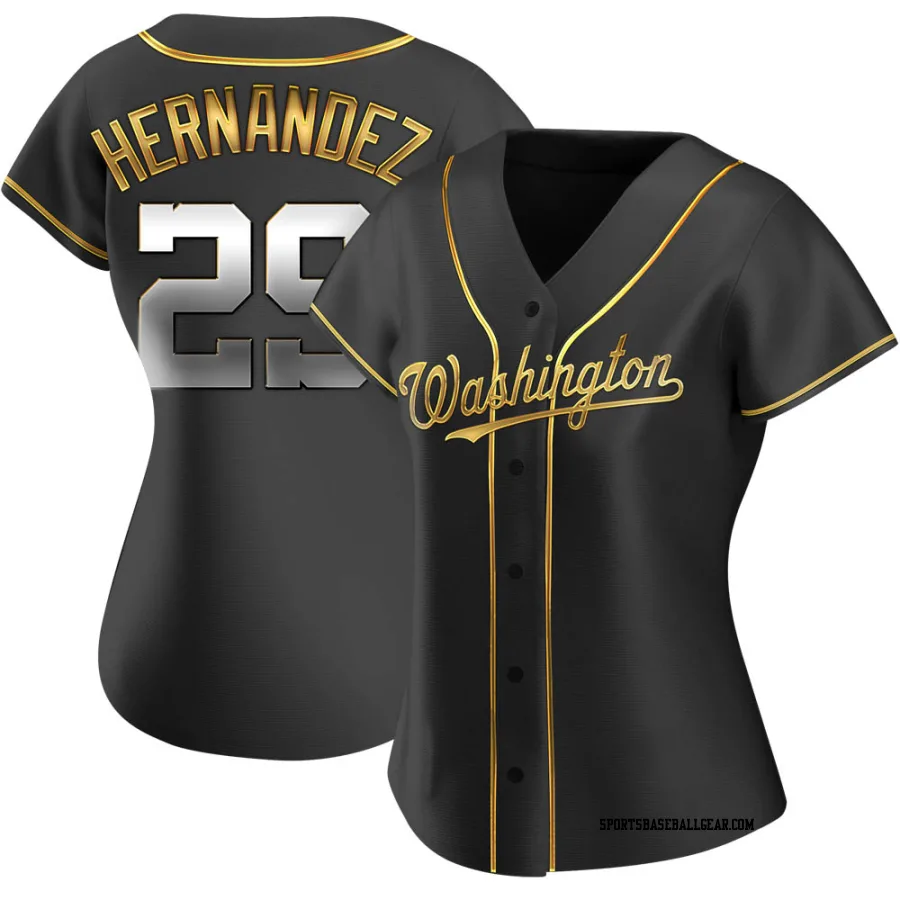 Yadiel Hernandez Women's Washington Nationals Black Golden Replica Alternate Jersey