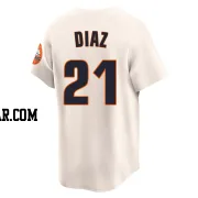 Yainer Diaz Men's Houston Astros Cream Limited Throwback Cooperstown Collection Jersey