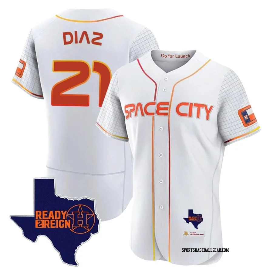 Yainer Diaz Men's Houston Astros White Authentic 2023 Space City Ready 2 Reign Flex Base Jersey
