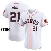 Yainer Diaz Men's Houston Astros White Elite Home Patch Jersey
