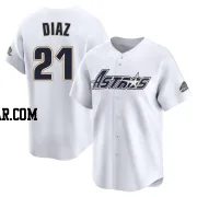 Yainer Diaz Men's Houston Astros White Limited Throwback Cooperstown Collection Jersey