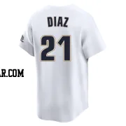 Yainer Diaz Men's Houston Astros White Limited Throwback Cooperstown Collection Jersey