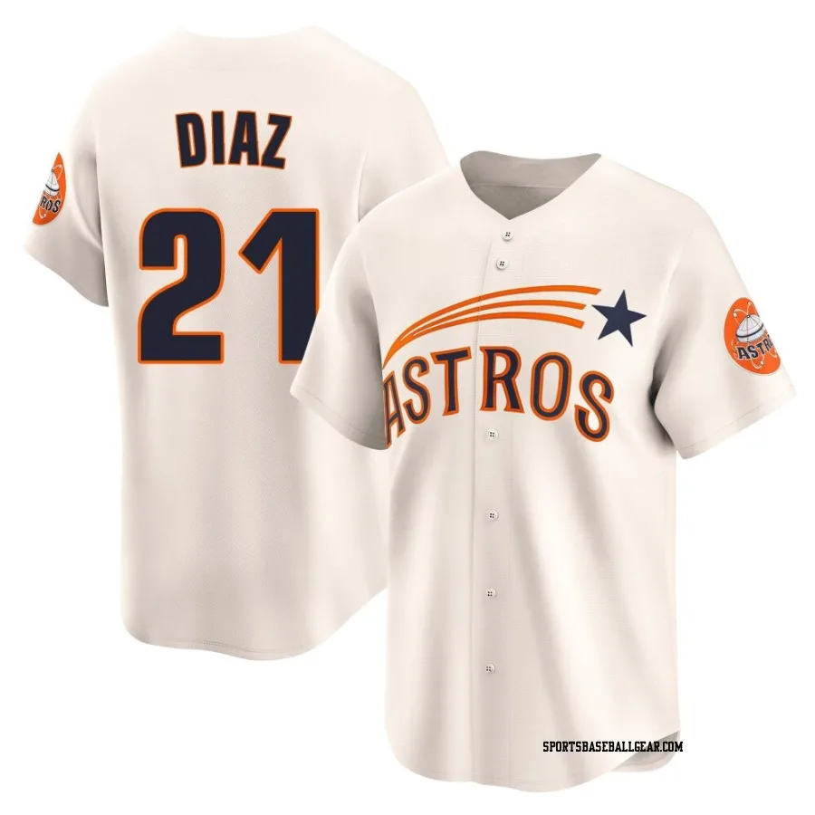 Yainer Diaz Youth Houston Astros Cream Limited Throwback Cooperstown Collection Jersey