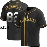 Yanquiel Fernandez Men's Colorado Rockies Black Golden Replica Alternate Jersey