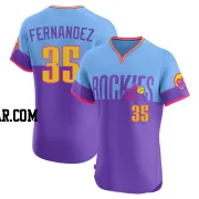 Yanquiel Fernandez Men's Colorado Rockies Purple/Light Elite Blue 2025 City Connect Jersey