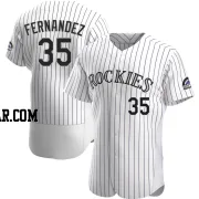 Yanquiel Fernandez Men's Colorado Rockies White Authentic Home Jersey