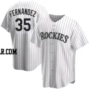 Yanquiel Fernandez Men's Colorado Rockies White Replica Home Jersey