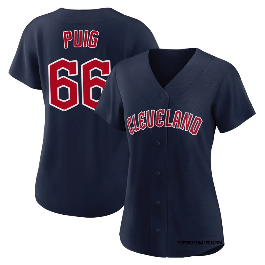 Yasiel Puig Women's Cleveland Guardians Navy Authentic Alternate Jersey