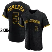 Yoan Moncada Men's Los Angeles Angels Black Authentic Snake Skin City Jersey