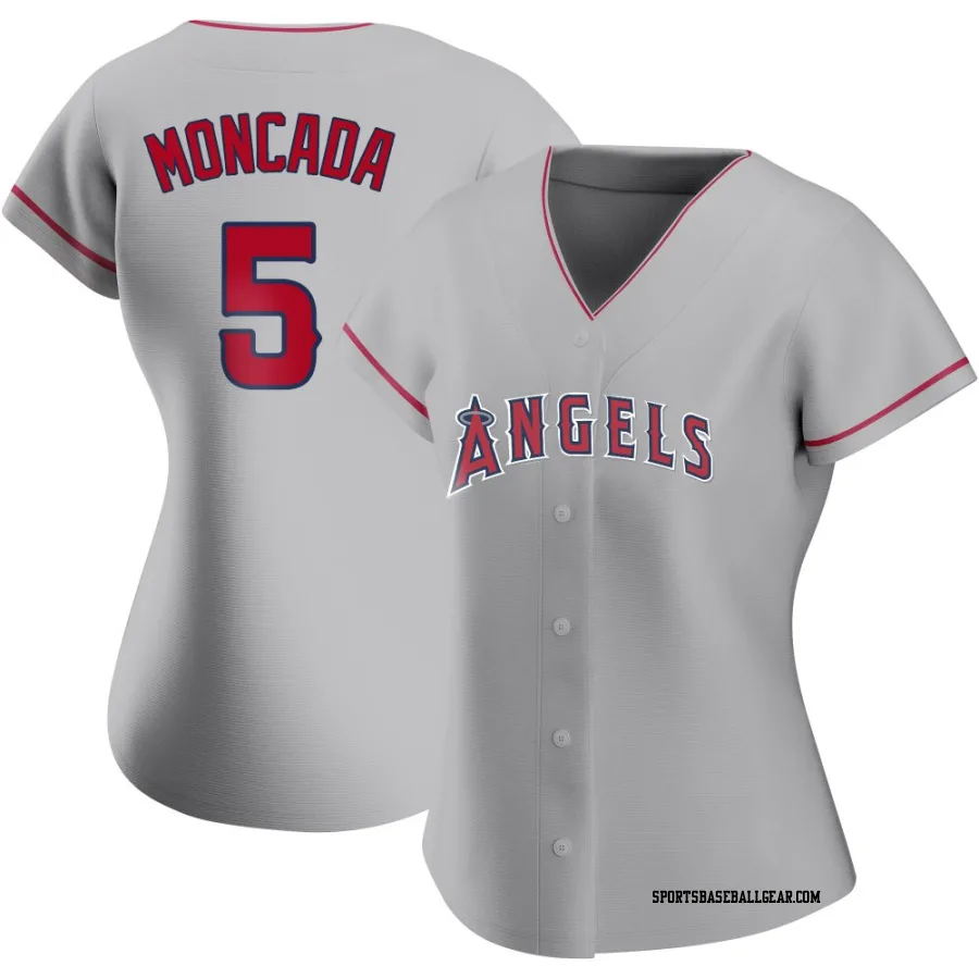Yoan Moncada Women's Los Angeles Angels Authentic Silver Road Jersey