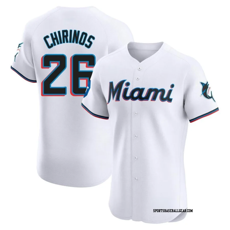 Yonny Chirinos Men's Miami Marlins White Elite Home Patch Jersey