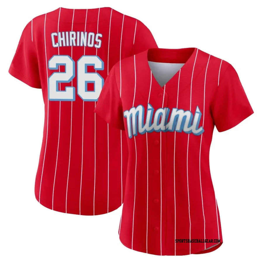Yonny Chirinos Women's Miami Marlins Red Authentic 2021 City Connect Jersey