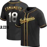Yoshinobu Yamamoto Men's Los Angeles Dodgers Black Golden Replica Alternate Jersey