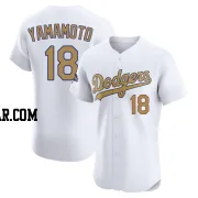 Yoshinobu Yamamoto Men's Los Angeles Dodgers Gold Elite White 2025 Collection Jersey