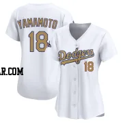 Yoshinobu Yamamoto Women's Los Angeles Dodgers Gold Limited White 2025 Collection Jersey