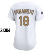 Yoshinobu Yamamoto Women's Los Angeles Dodgers Gold Limited White 2025 Collection Jersey