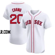 Yu Chang Men's Boston Red Sox White Elite Home Patch Jersey