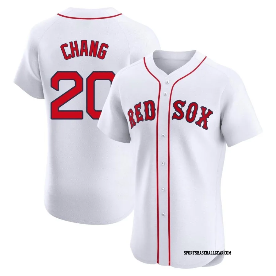 Yu Chang Men's Boston Red Sox White Elite Home Patch Jersey
