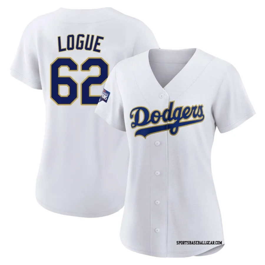 Zach Logue Women's Los Angeles Dodgers White/Gold Authentic 2021 Gold Program Player Jersey