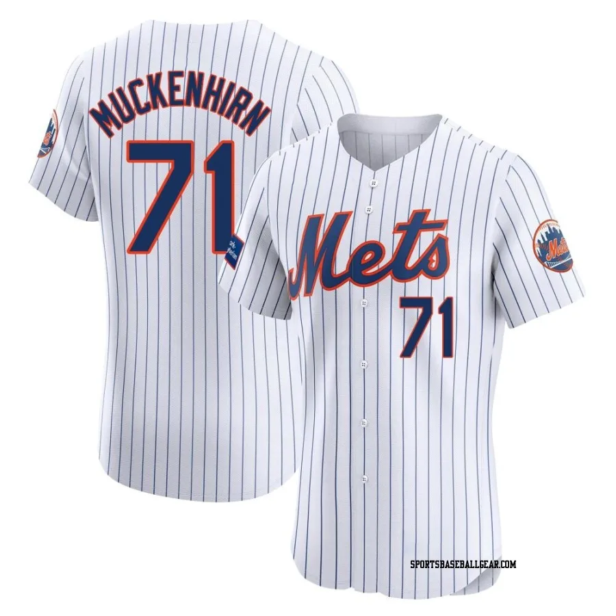 Zach Muckenhirn Men's New York Mets White Elite Home Patch Jersey