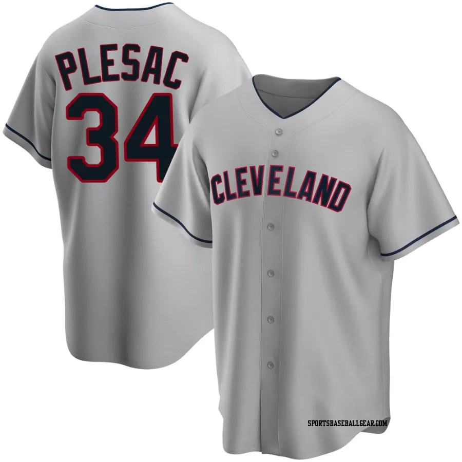 Zach Plesac Men's Cleveland Guardians Gray Replica Road Jersey