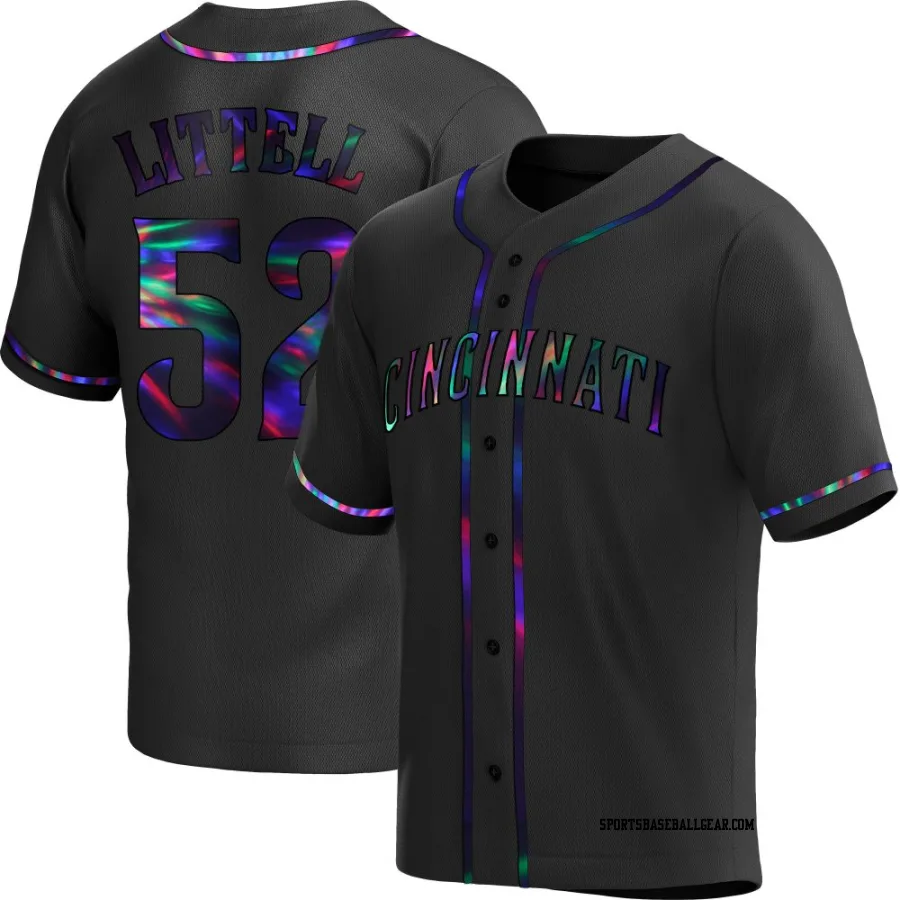 Zack Littell Men's Cincinnati Reds Black Holographic Replica Alternate Jersey
