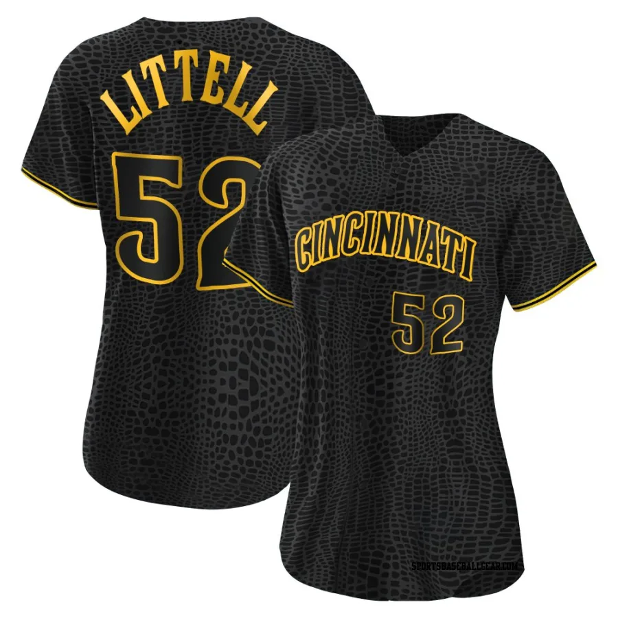Zack Littell Women's Cincinnati Reds Black Replica Snake Skin City Jersey