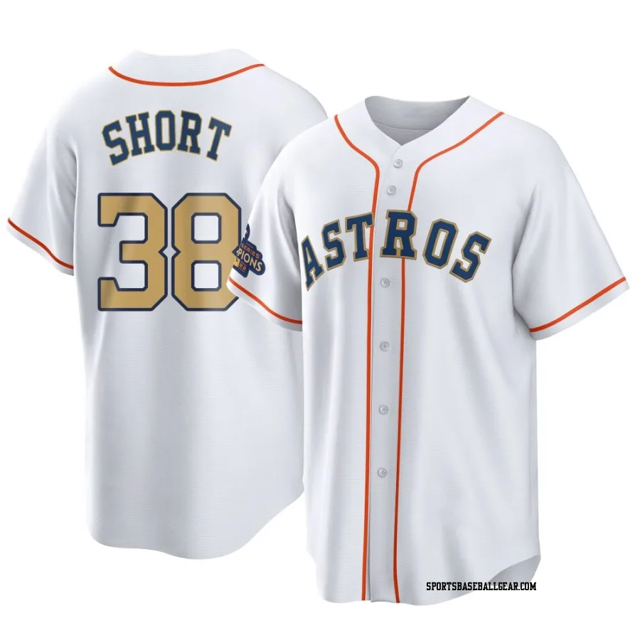 Zack Short Men's Houston Astros Gold Replica White 2023 Collection Jersey