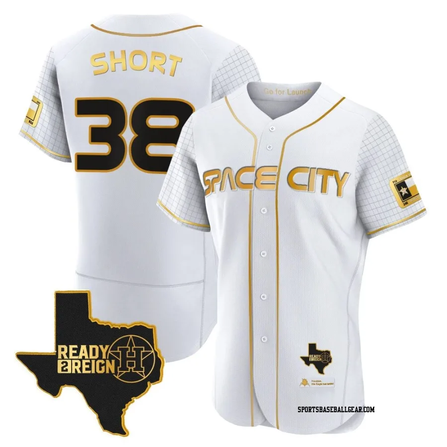 Zack Short Men's Houston Astros White/Gold Authentic 2023 Space City Ready 2 Reign Flex Base Jersey