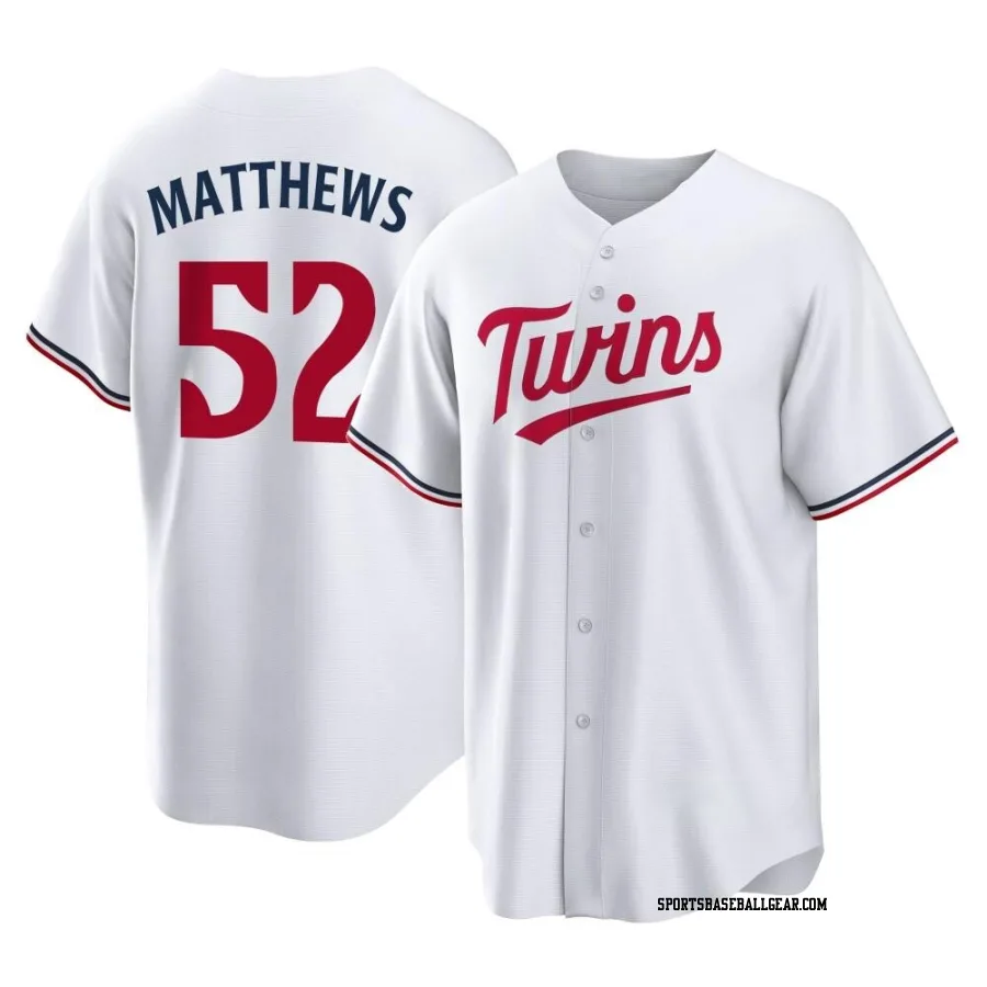 Zebby Matthews Men's Minnesota Twins White Replica Home Jersey