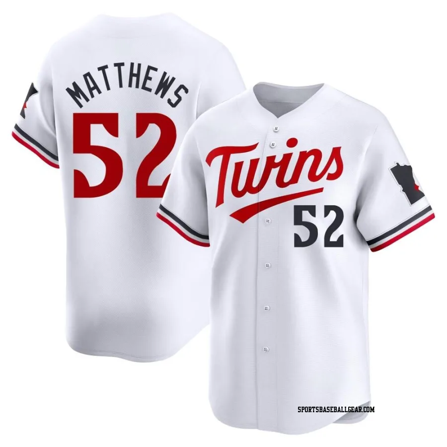 Zebby Matthews Youth Minnesota Twins White Limited Home Jersey